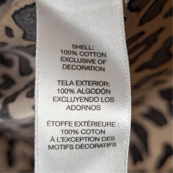 Chico’s Women’s 2 L Leopard Print Cotton Button Front Tie Hem Shirt Blouse - Picture 3 of 4